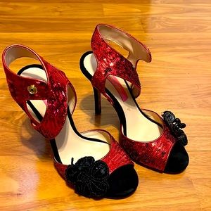 Red and Black Betsey Johnson Stilettos